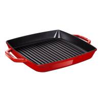 Staub Çift Kulplu Döküm Izgara Tava Kiraz Rengi 28X28 - Staub