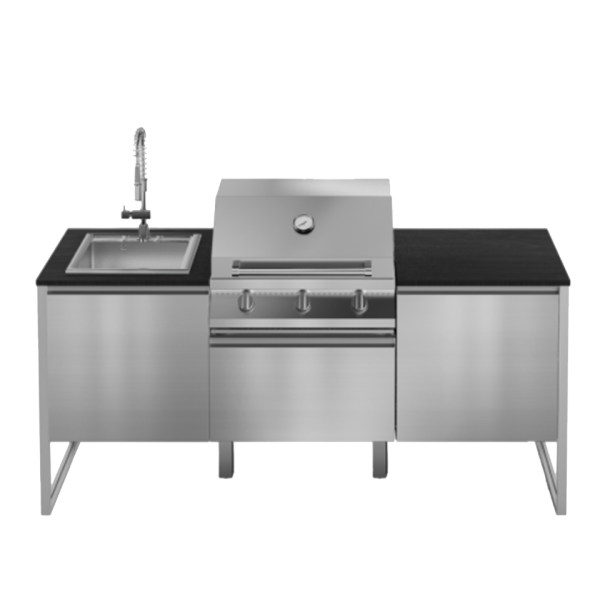 Steel Cucine Gea Latemar Outdoor Eviye ve Barbekülü Mutfak Ünitesi T-20 L-N - 1